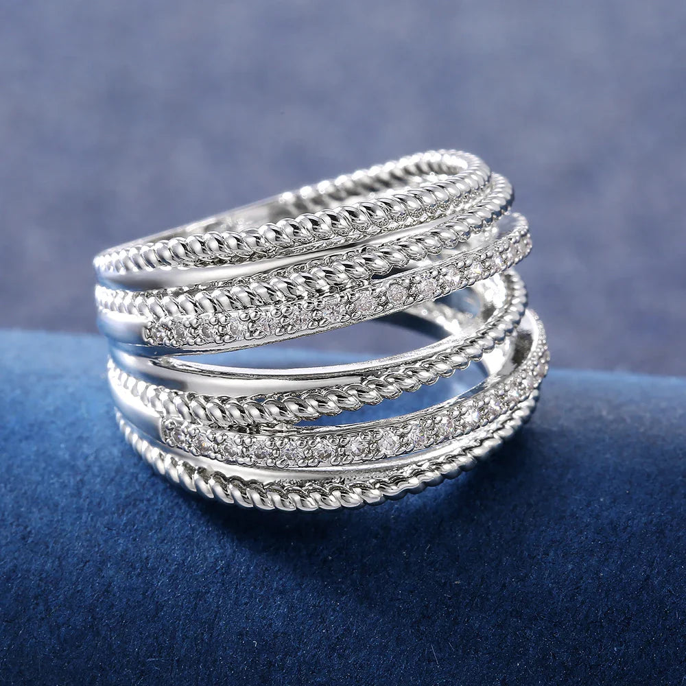 Cross Crystals Statement Ring