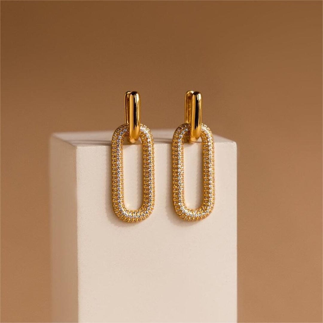 Retro Rhinestone Geometric Hoop Earrings