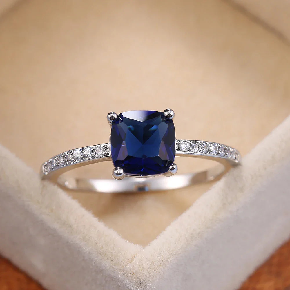 Radiant Square Stone Silver Ring