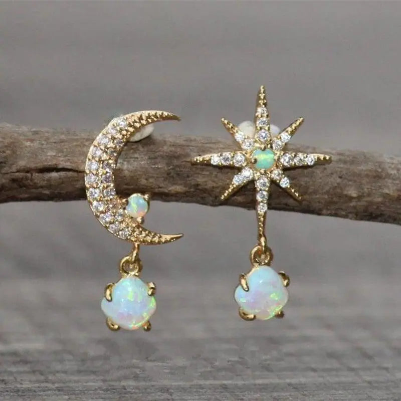 Celestial Opal Gold Earrings