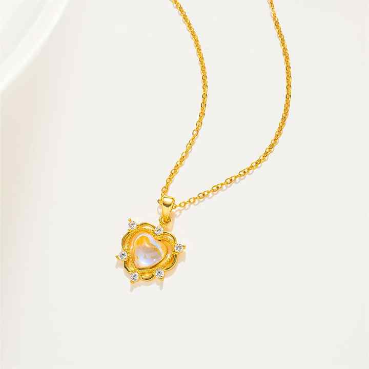 Dainty Iridescent Heart Halo Necklace