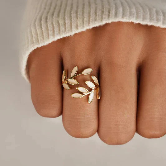 Botanical Opal Leaf Ring