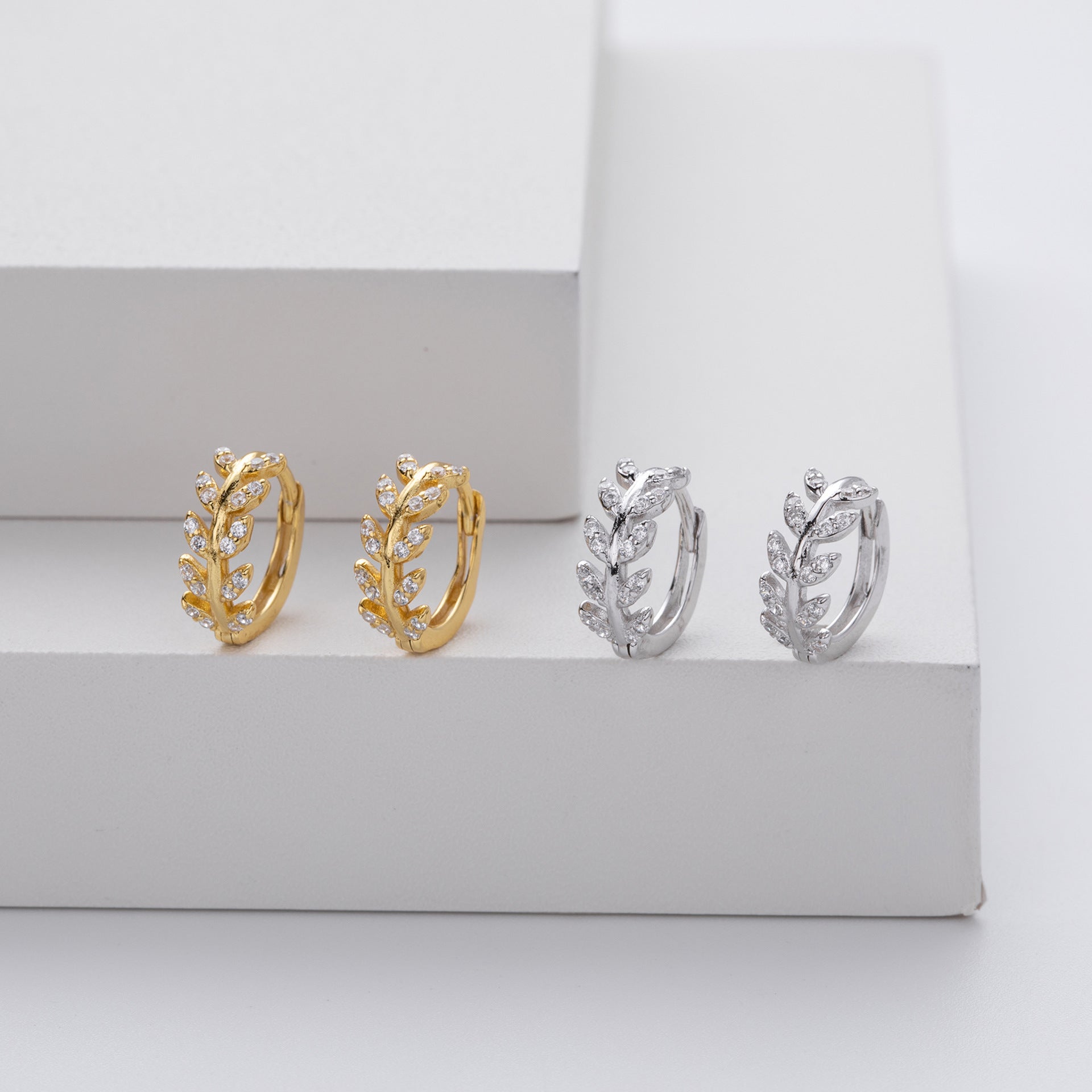 Zirconia Leaf Shaped Earrings