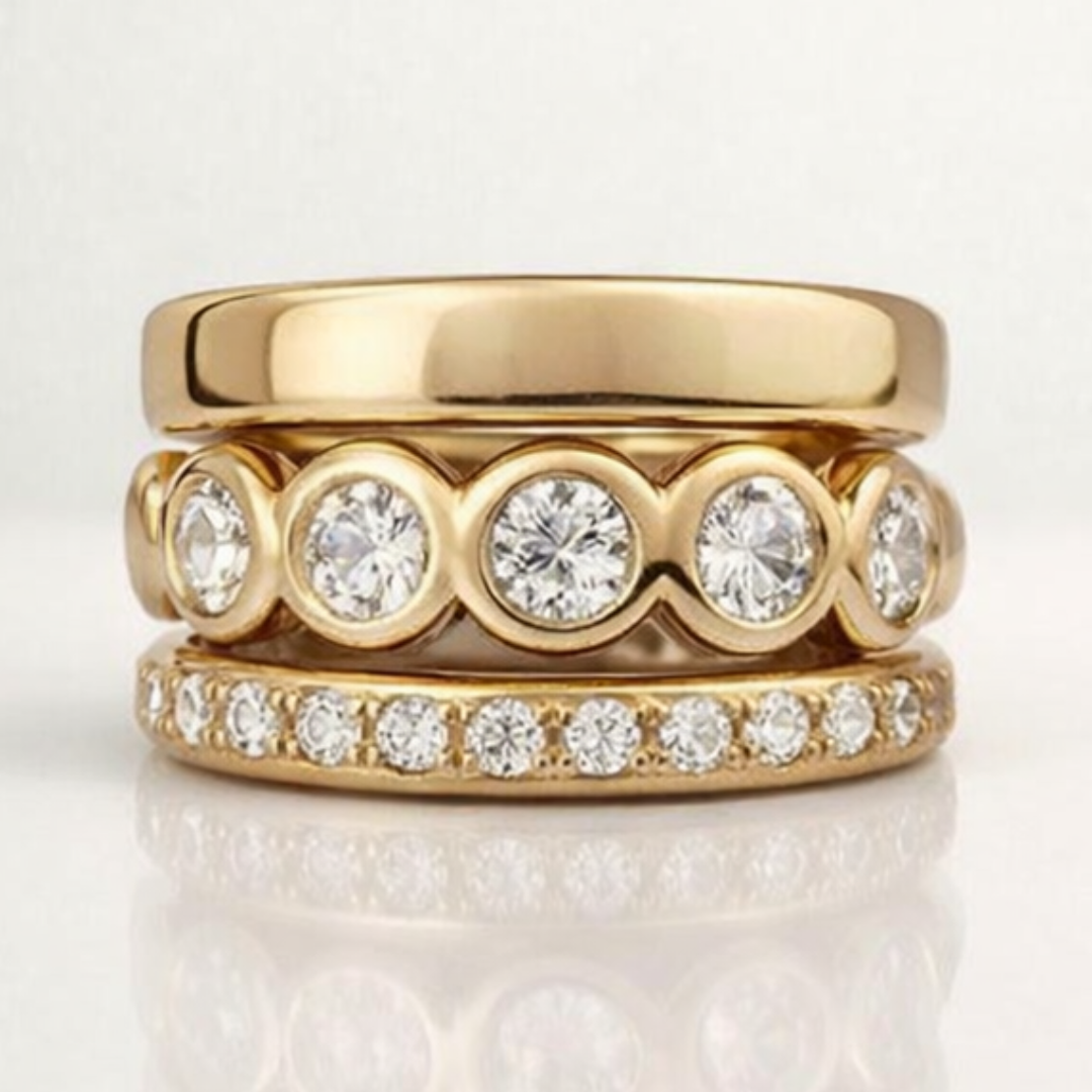Zirconia Forged Gold Ring
