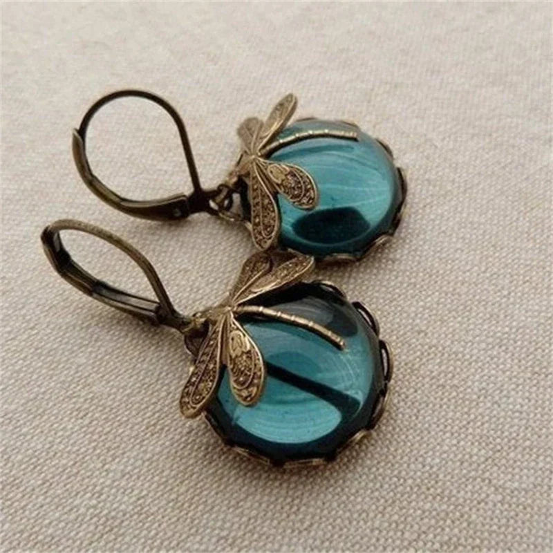 Antique Crystal Dragonfly Earrings