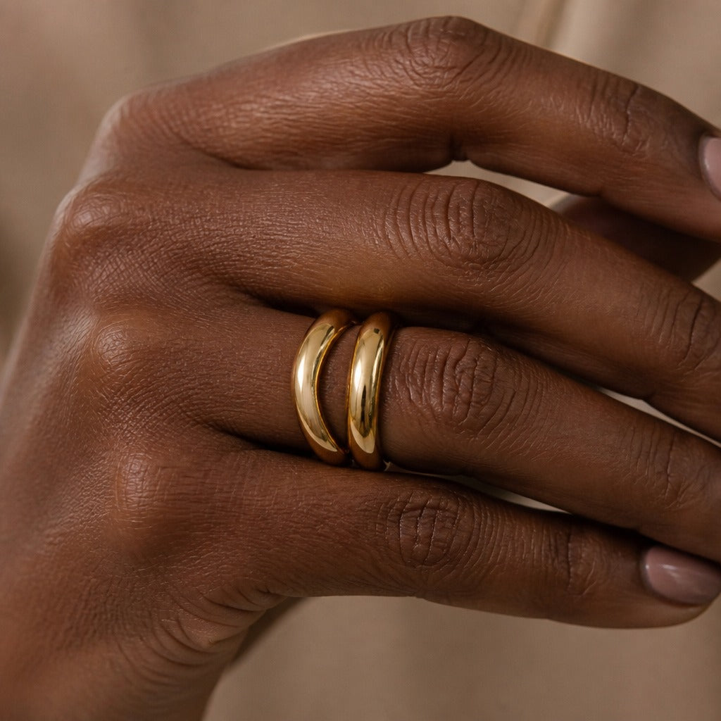 Elevated Double Curve Ring