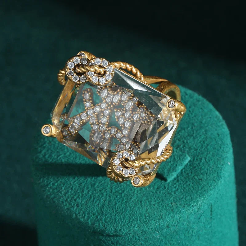 Vintage Crystal Claw Decorative Ring