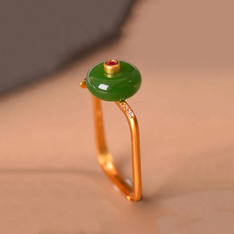 Square Charming Jade Ring