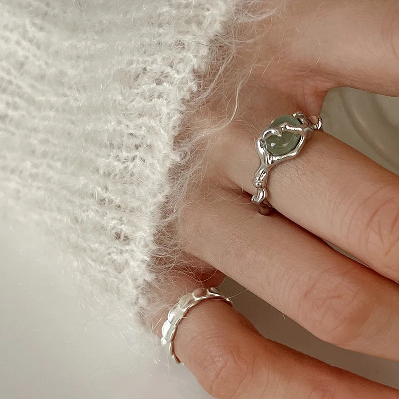 Irregular Liquid Lava Jade Ring
