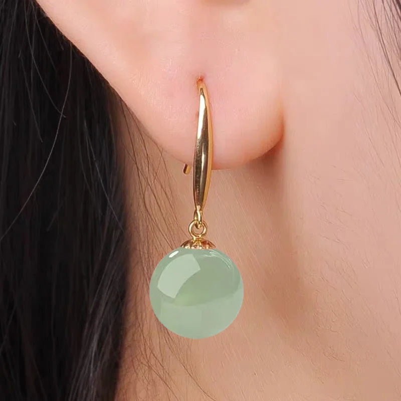 Graceful Jade Orb Earrings