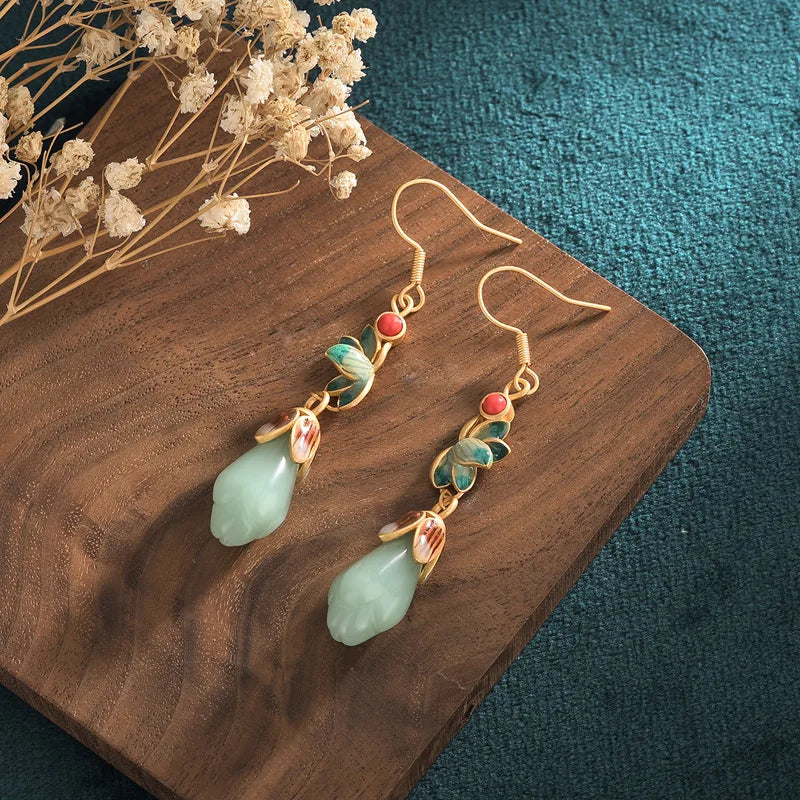 Heavenly Jade Floral Earrings