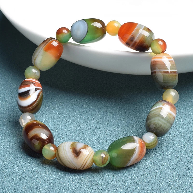Barrel Jade Beaded Bracelet