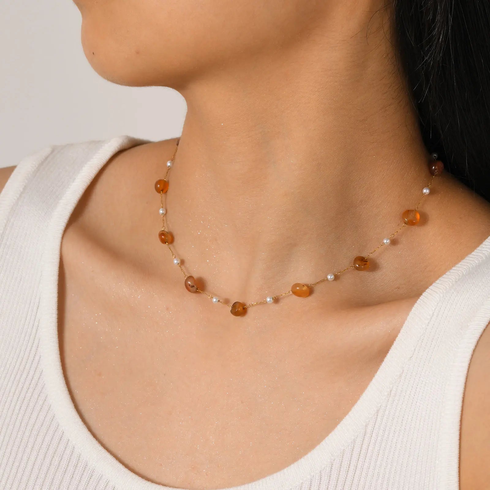 Bohemian Beaded Pearl Chain Necklace