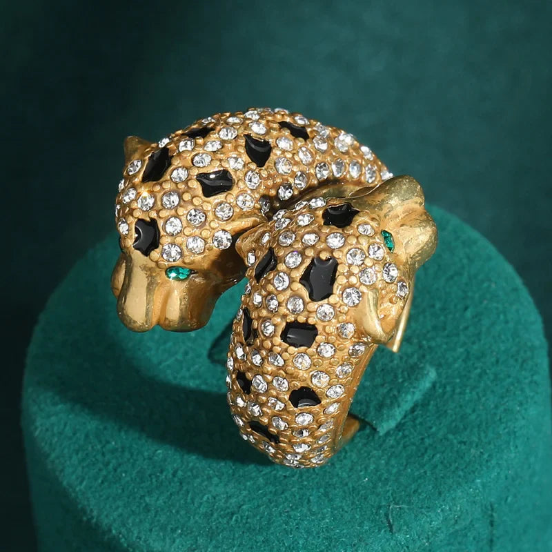 Artistic Leopard Zirconia Statement Ring