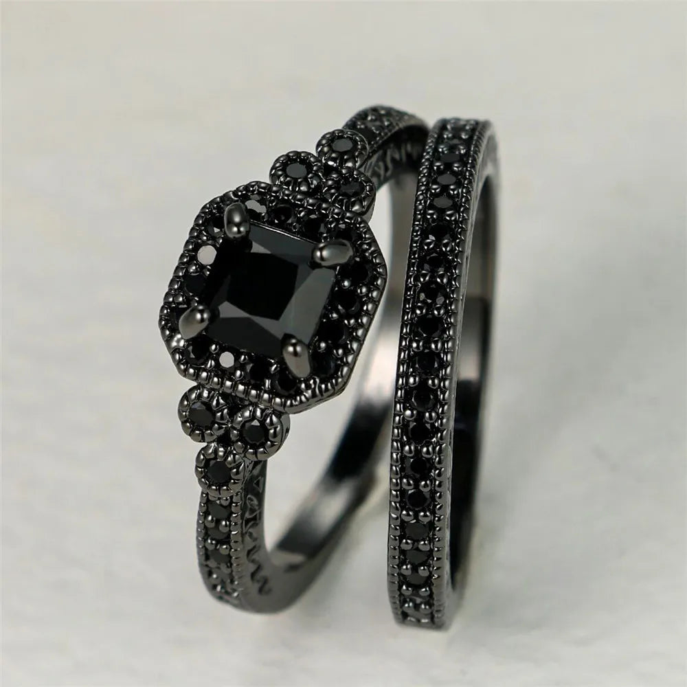 Crystal Luxe Onyx Rings