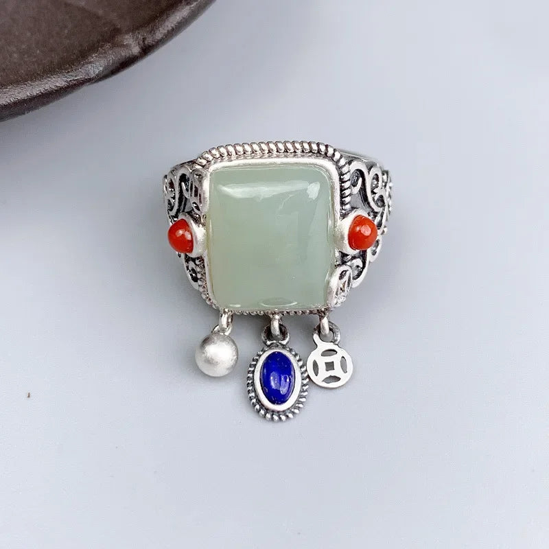 Vintage Hotan Jade Tassels Ring