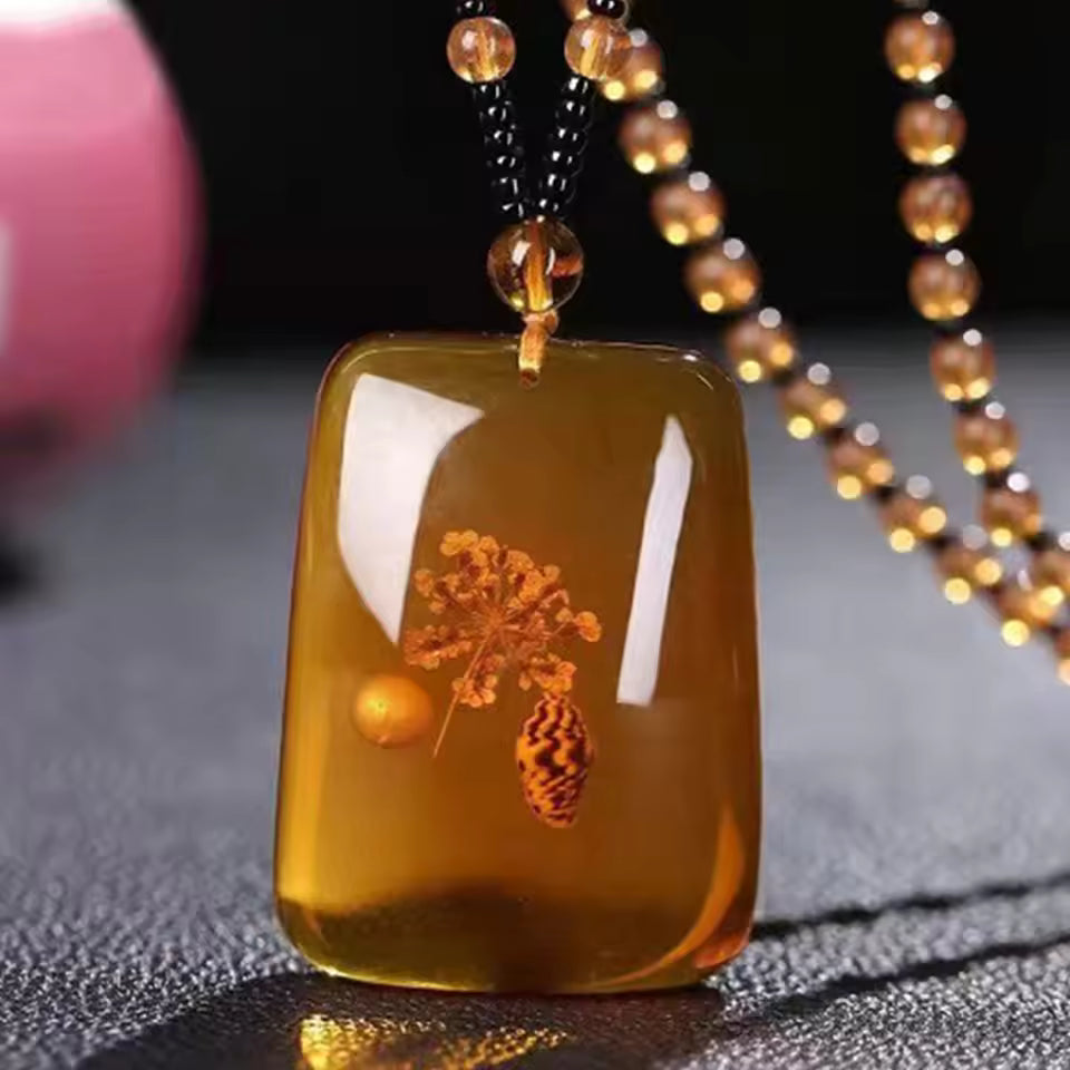 Amber Floral Embeded Necklace