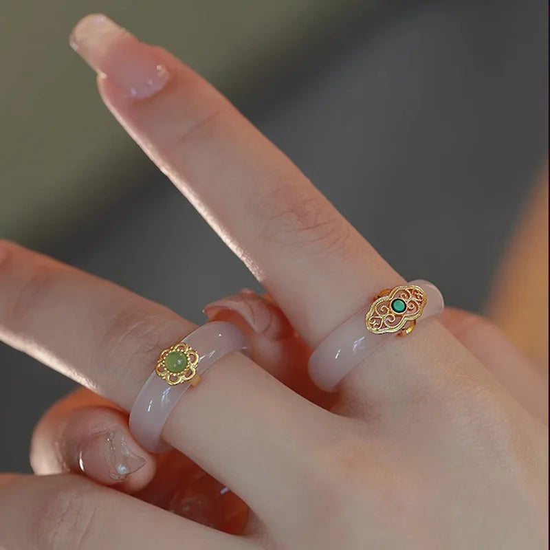 Chalcedony Band Zirconia Ring