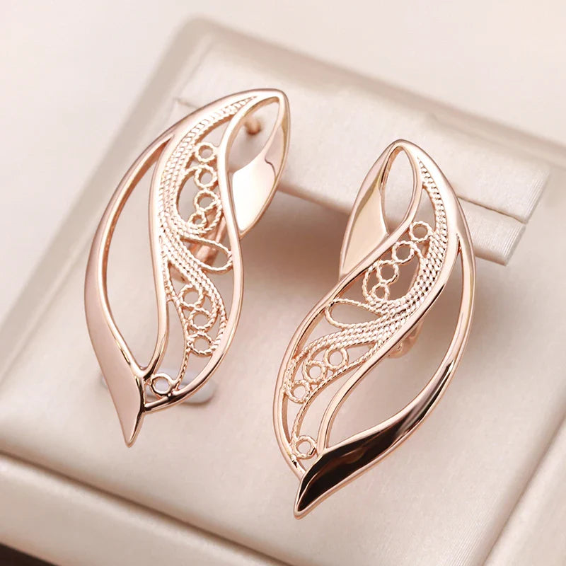 Artistic Curved Leaf Earrings