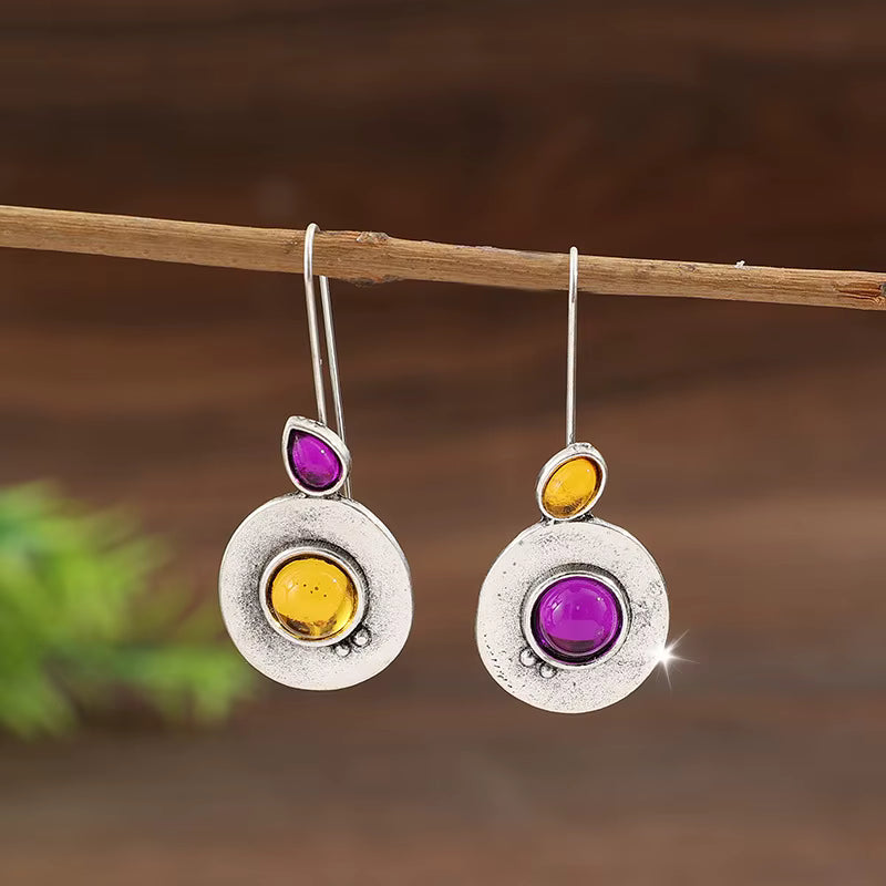 Artistic Silver Two Tone Gemstone Drops
