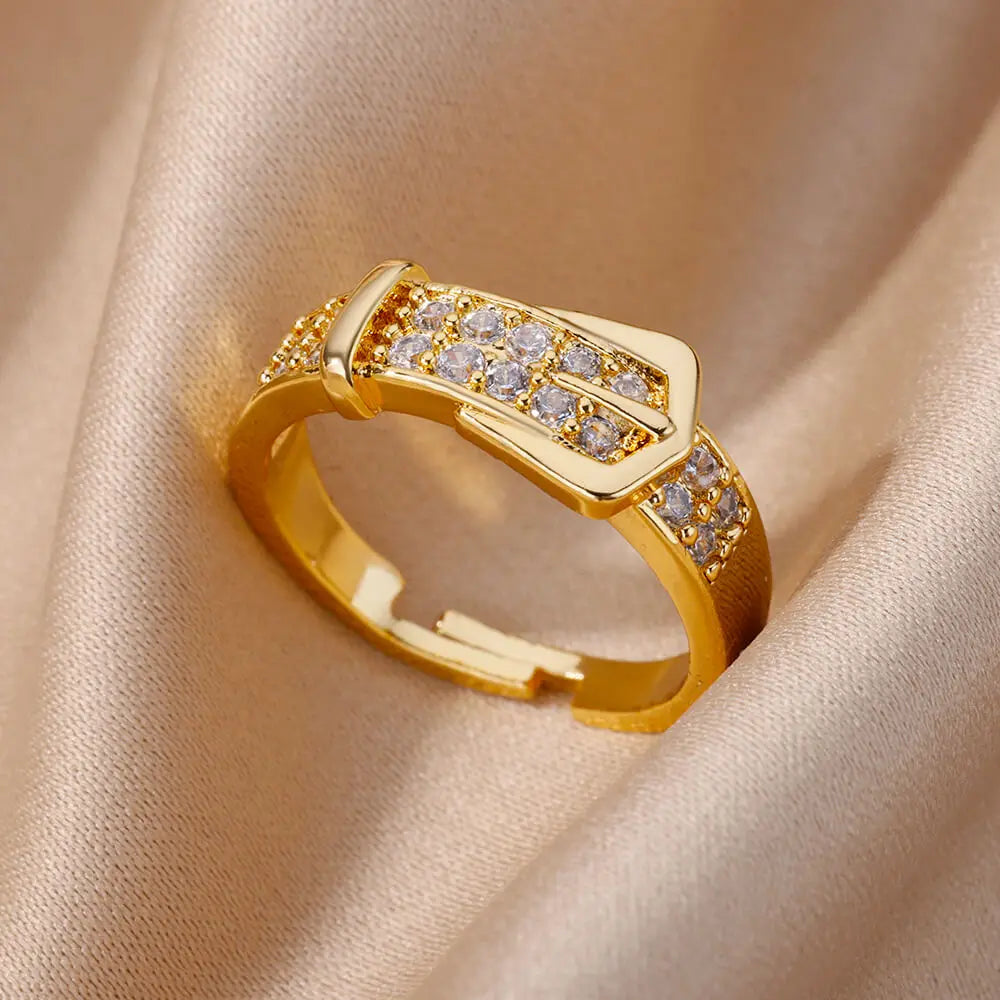 Regal Buckle Crystal Ring