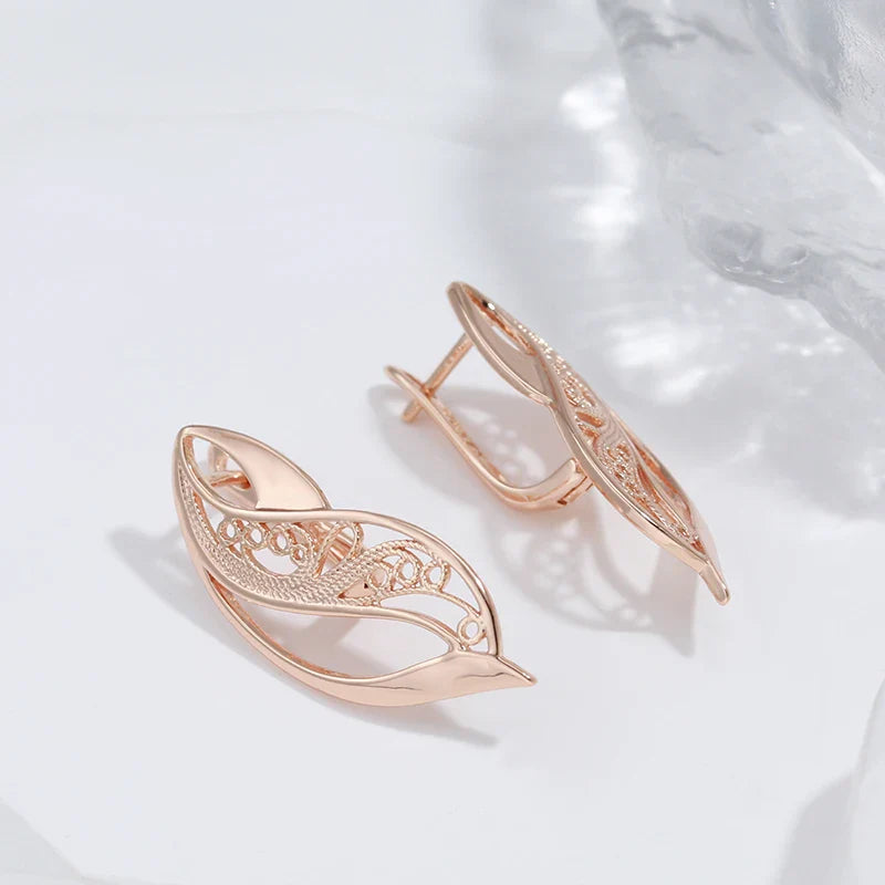 Artistic Curved Leaf Earrings