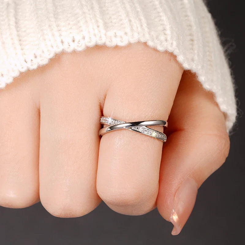 Elite Silver Cross Zirconia Ring