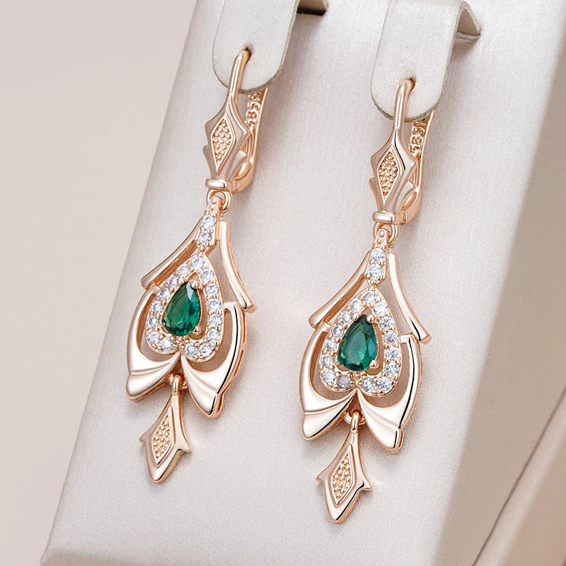 Shimmering Crystal Emerald Earrings