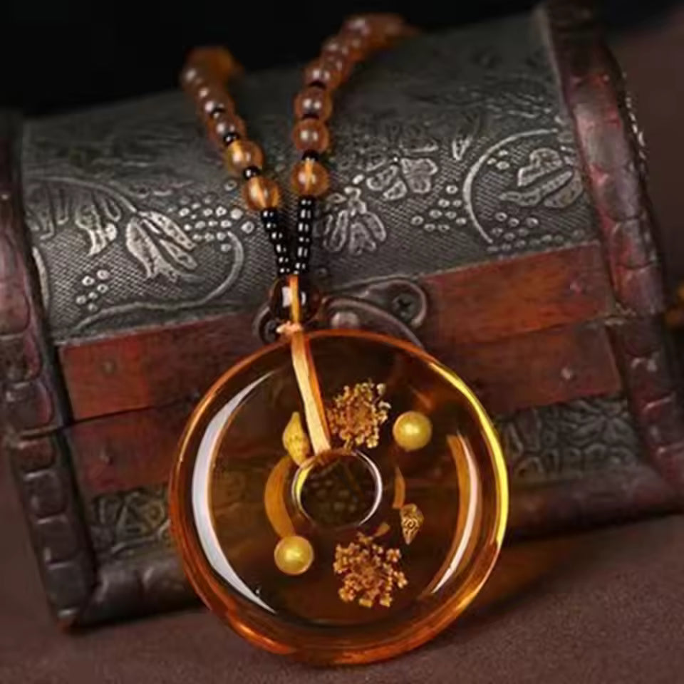 Amber Floral Embeded Necklace