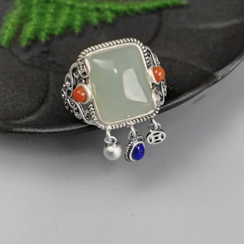 Vintage Hotan Jade Tassels Ring