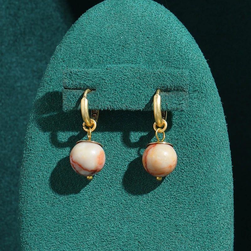 Modern Sphere Pearl Gold Earrings