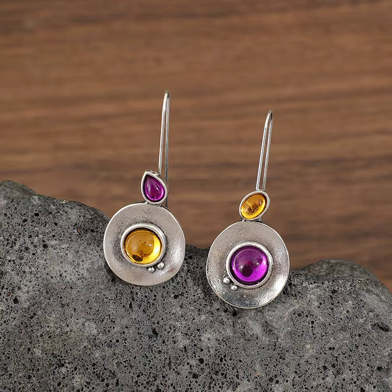 Artistic Silver Two Tone Gemstone Drops