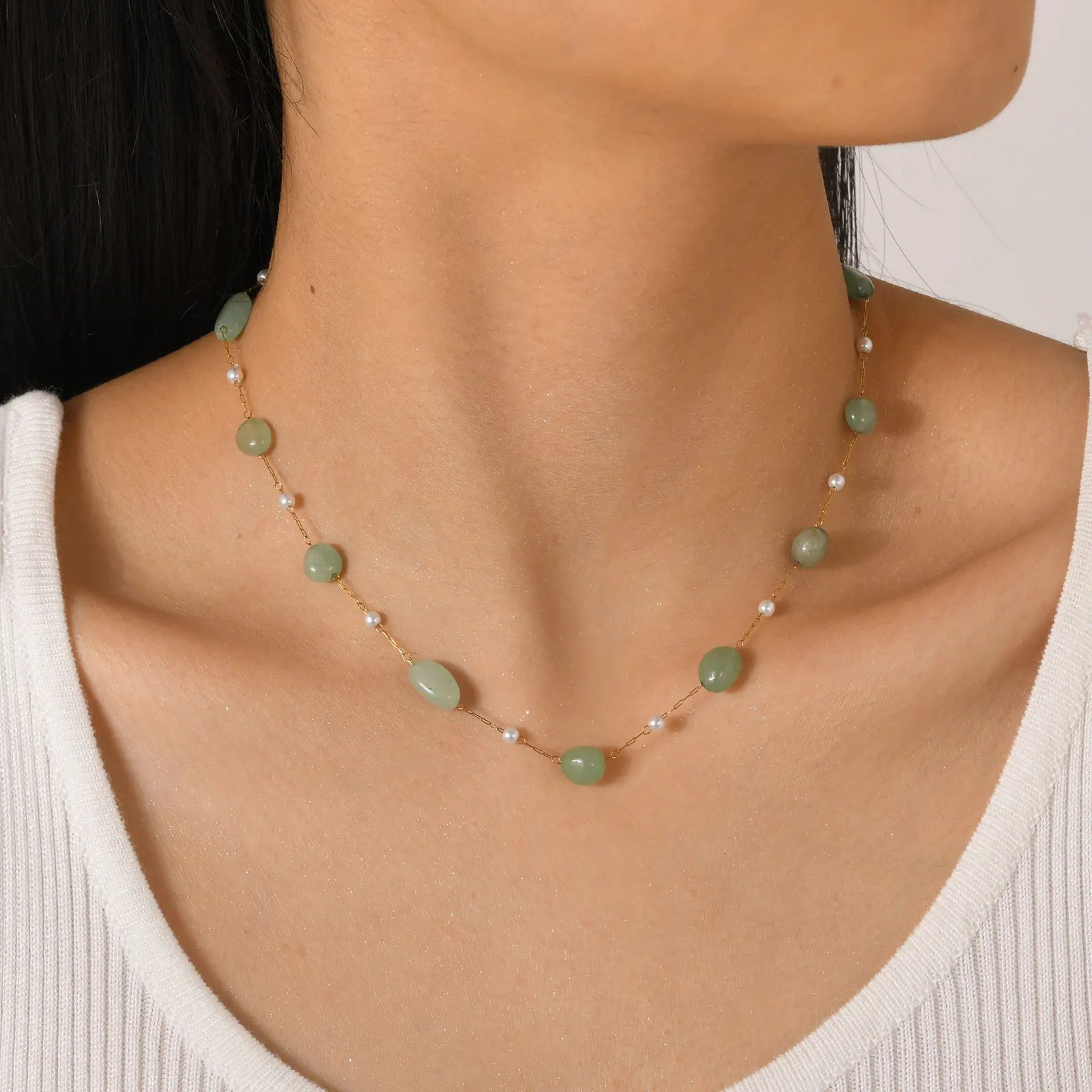 Bohemian Beaded Pearl Chain Necklace