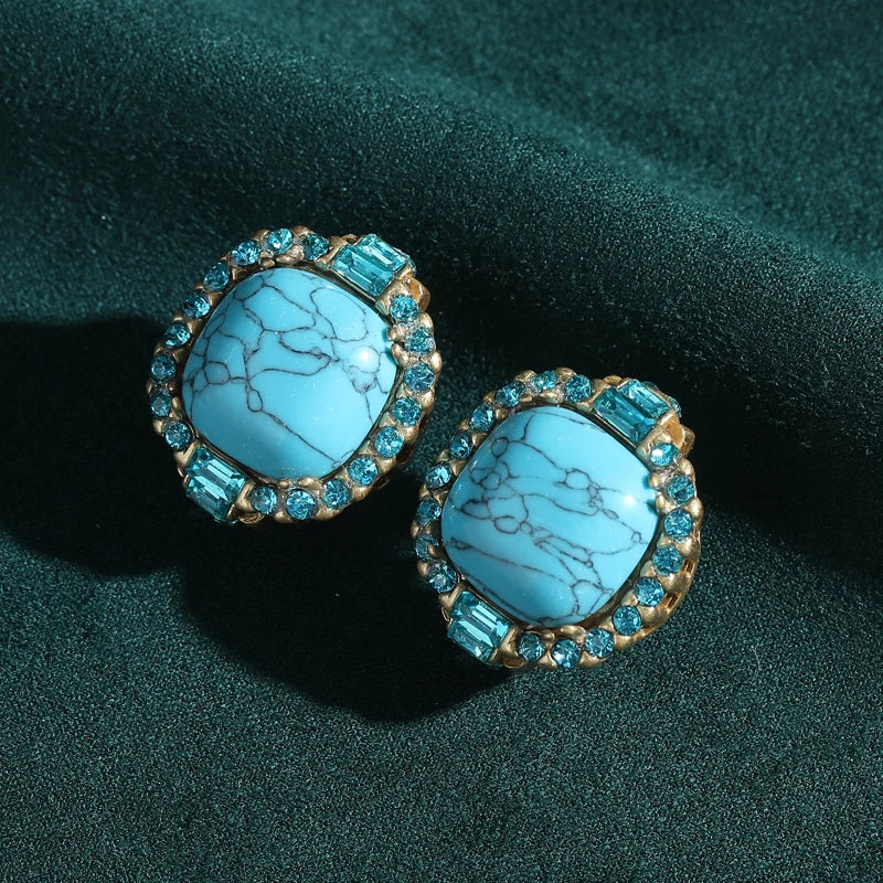 Turquoise Zirconia Stud Earrings