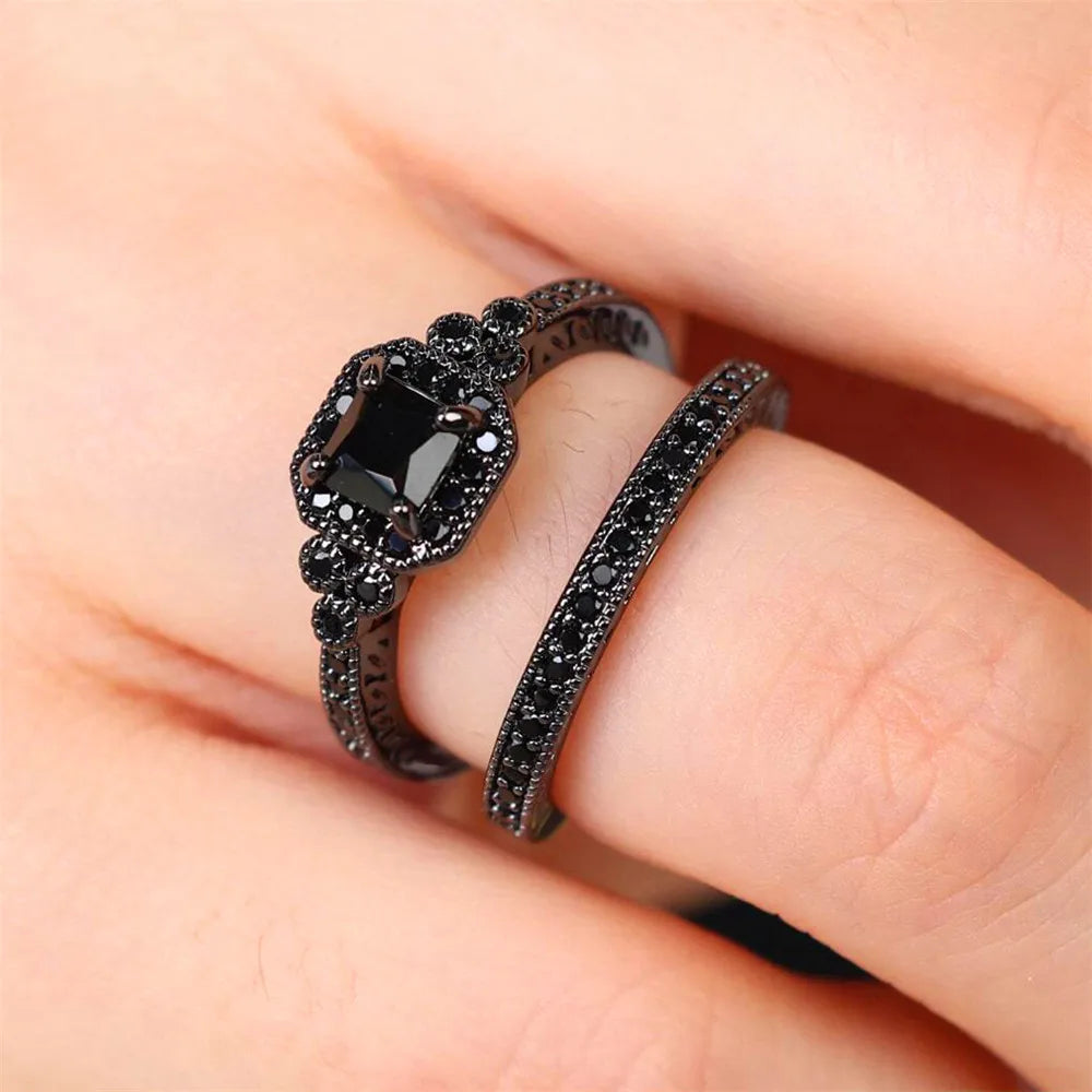 Crystal Luxe Onyx Rings