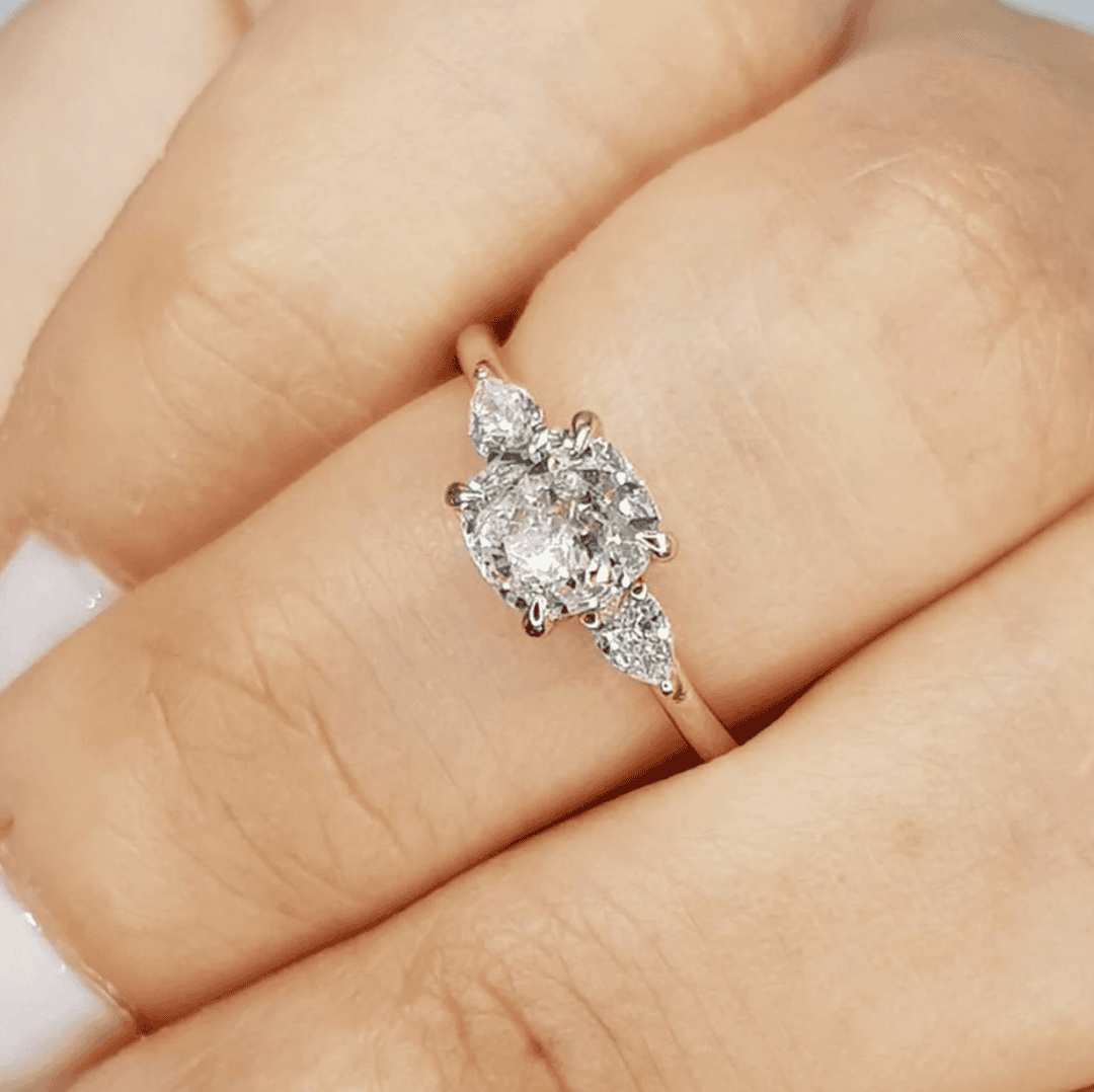 Cushion Crystal Pear Accent Ring