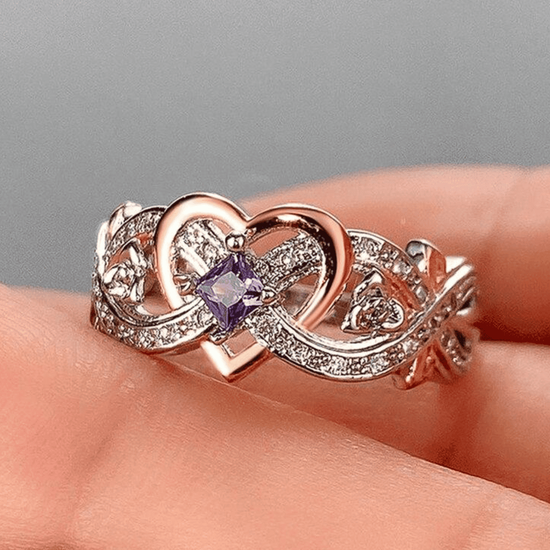Amethyst Heart Infinity Promise Ring