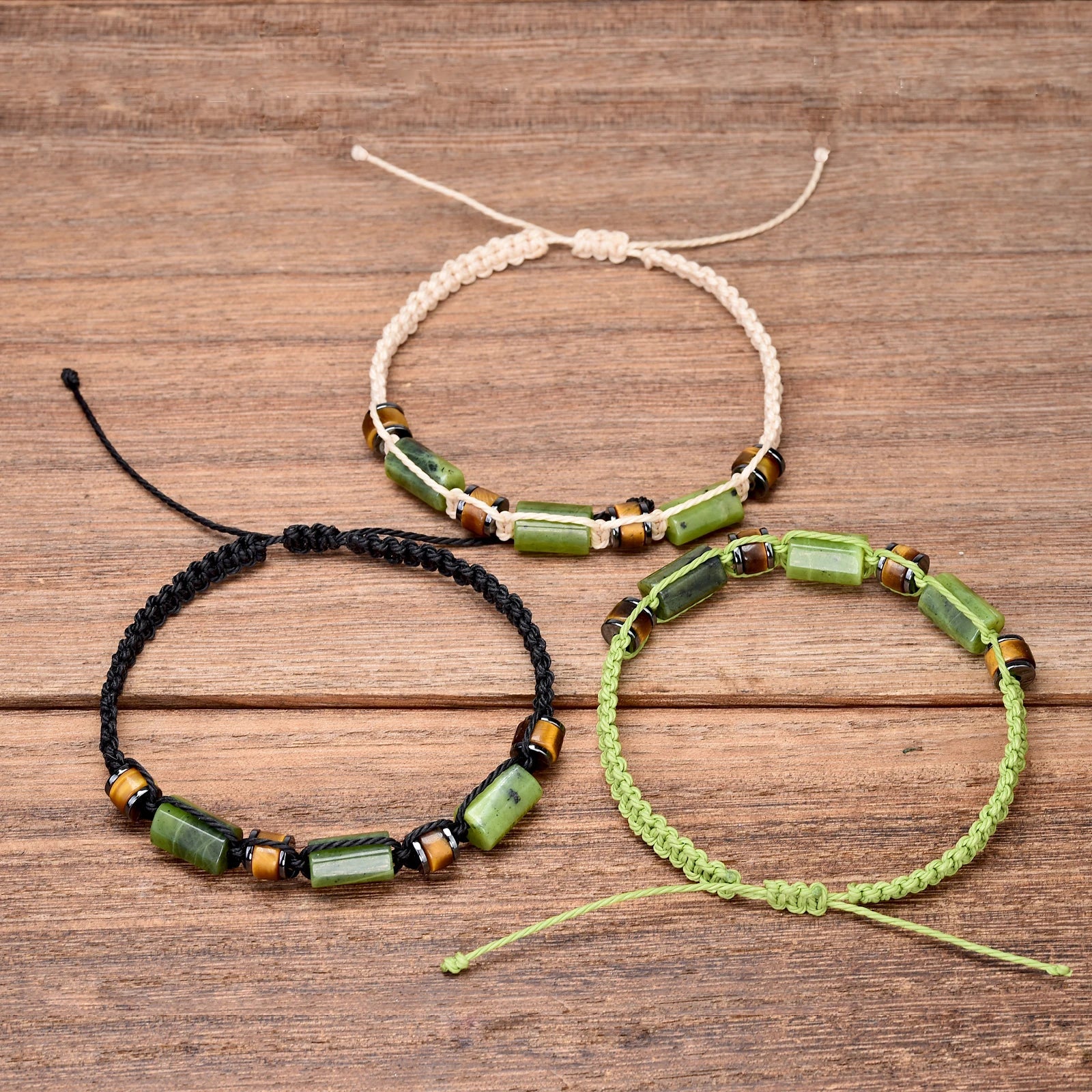 Bohemian Tiger's Eye Jade Bead Bracelet