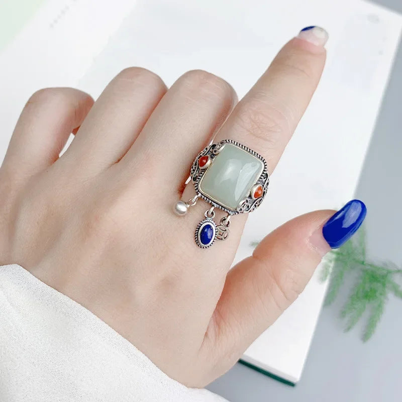 Vintage Hotan Jade Tassels Ring