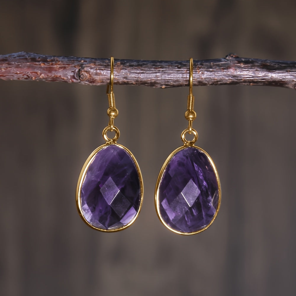 Sculpted Stone Gold Earrings