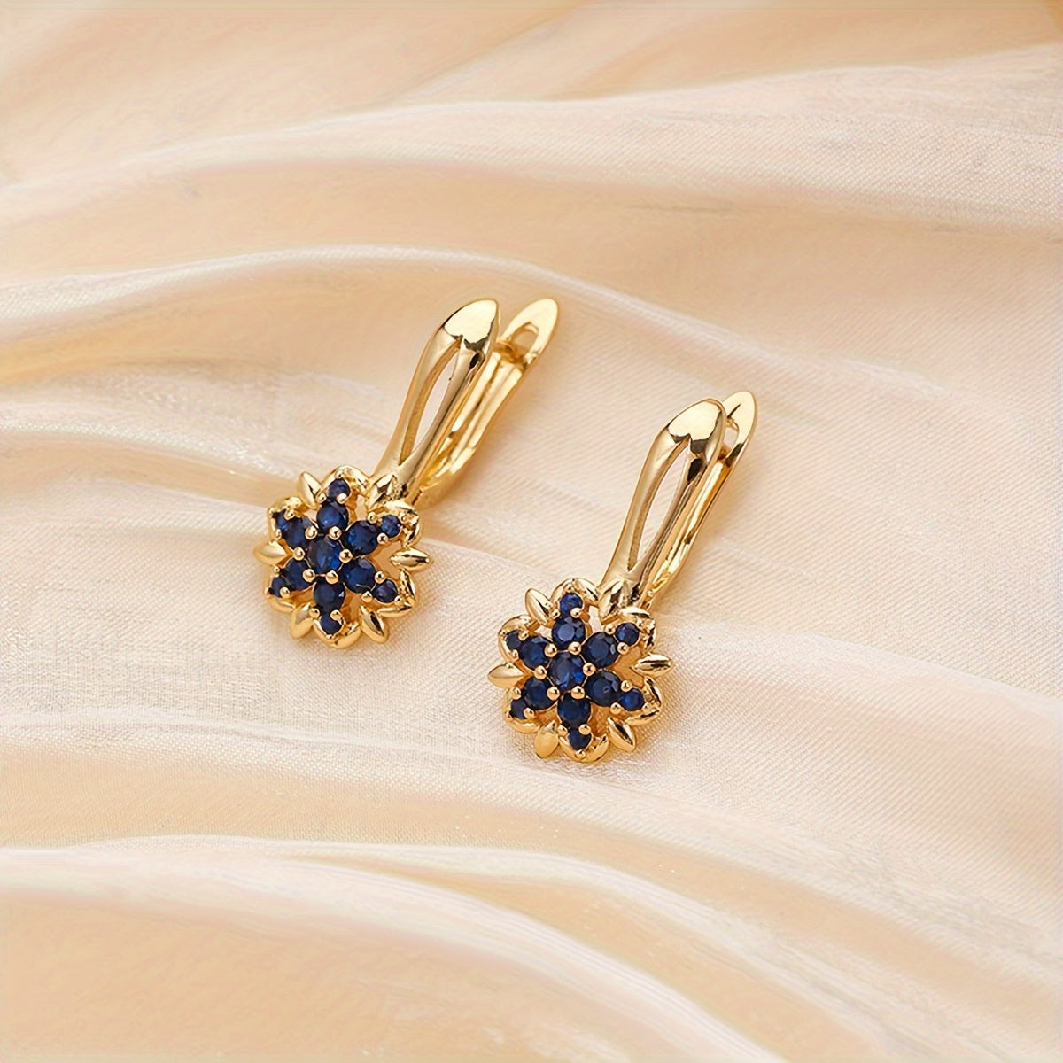 Classic Cubic Zirconia Flower Drop Earrings