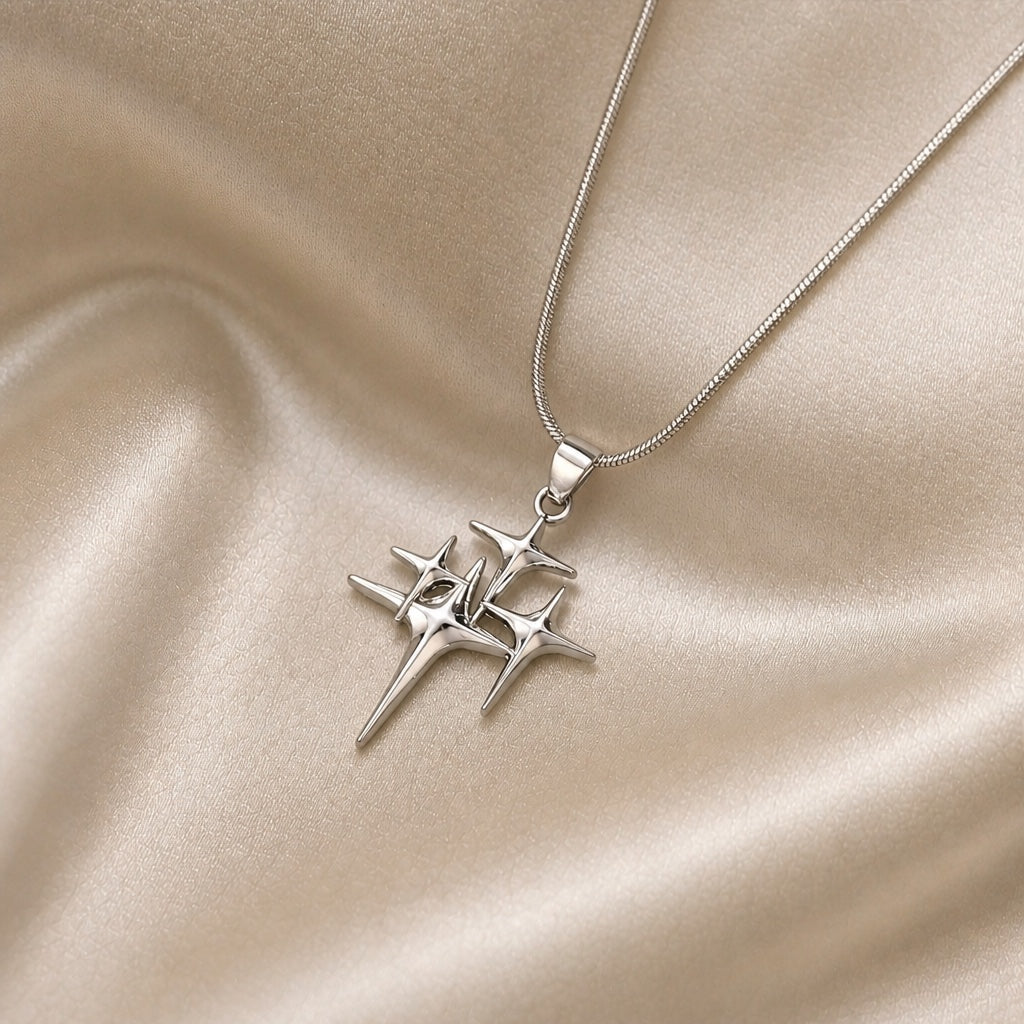 White Gold North Star Necklace