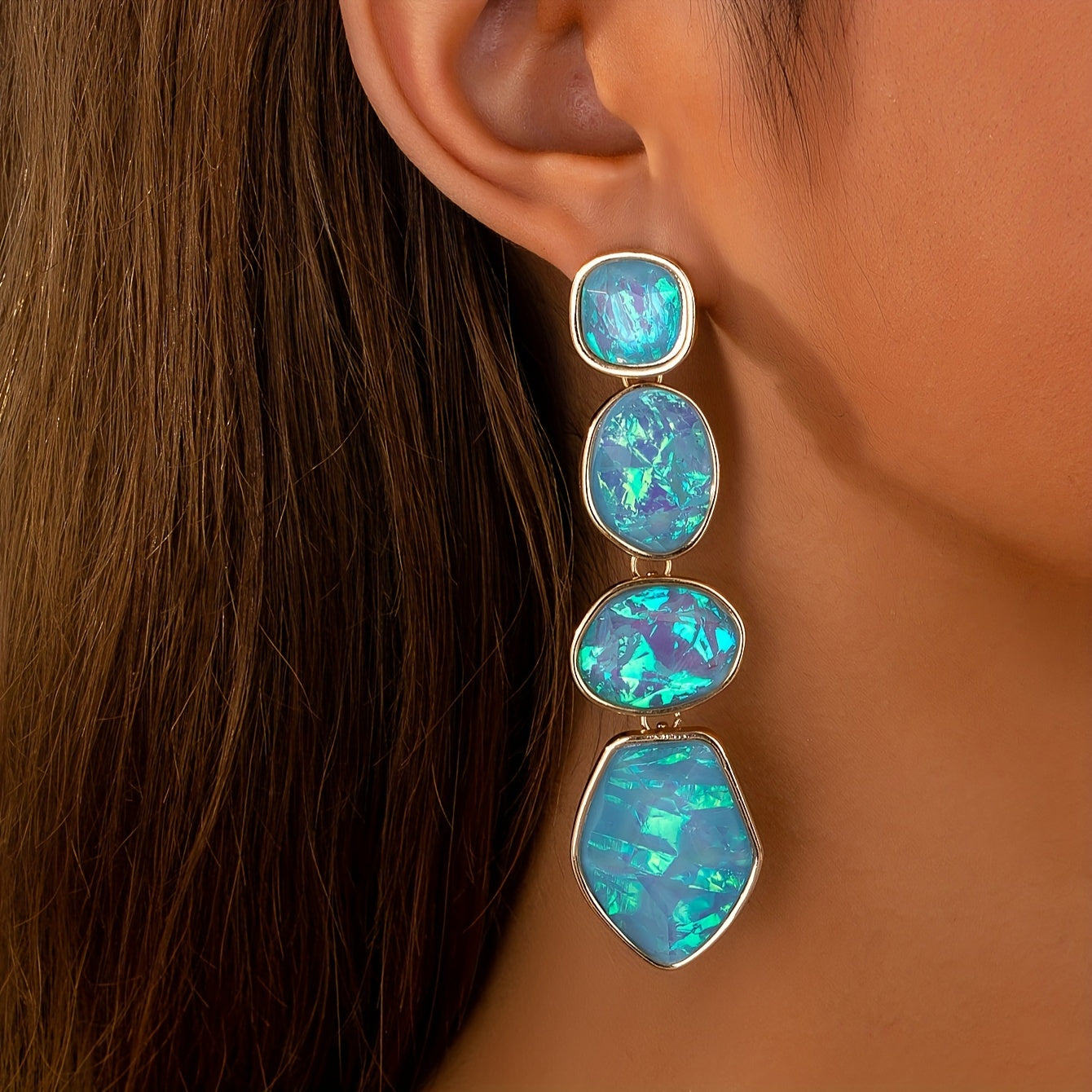 Elegant Gradient Opal Dangle Earrings