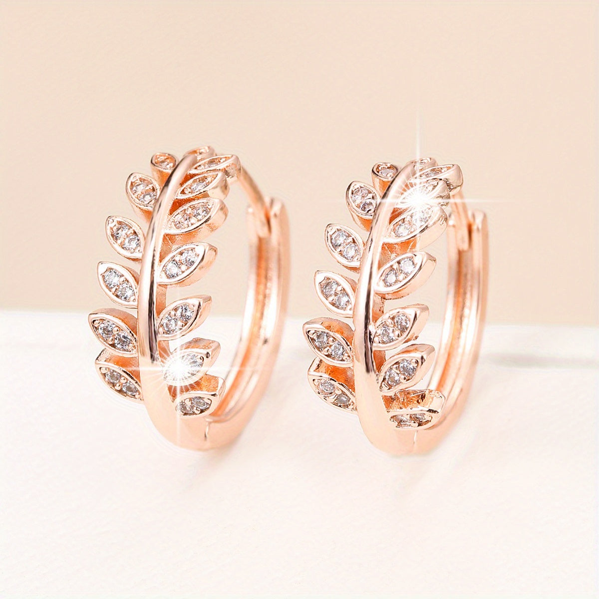 Inlaid Zirconia Leaf Fashion Earrings