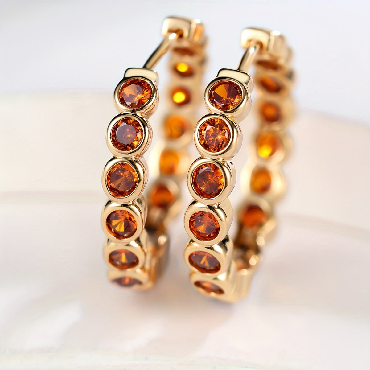 Classic Shimmering Zirconia Hoop Earrings