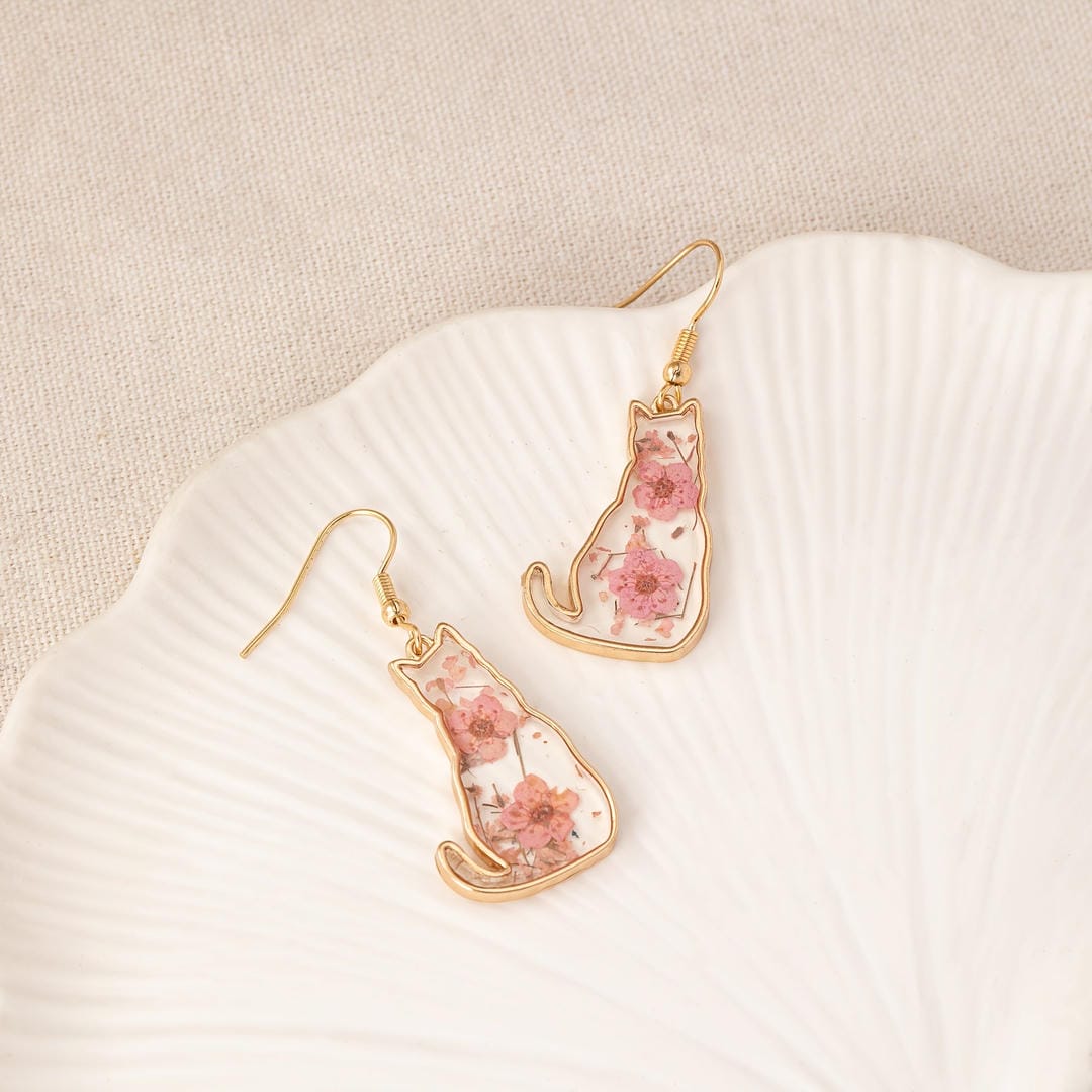 Floral Friend Silhouette Dangle Earrings