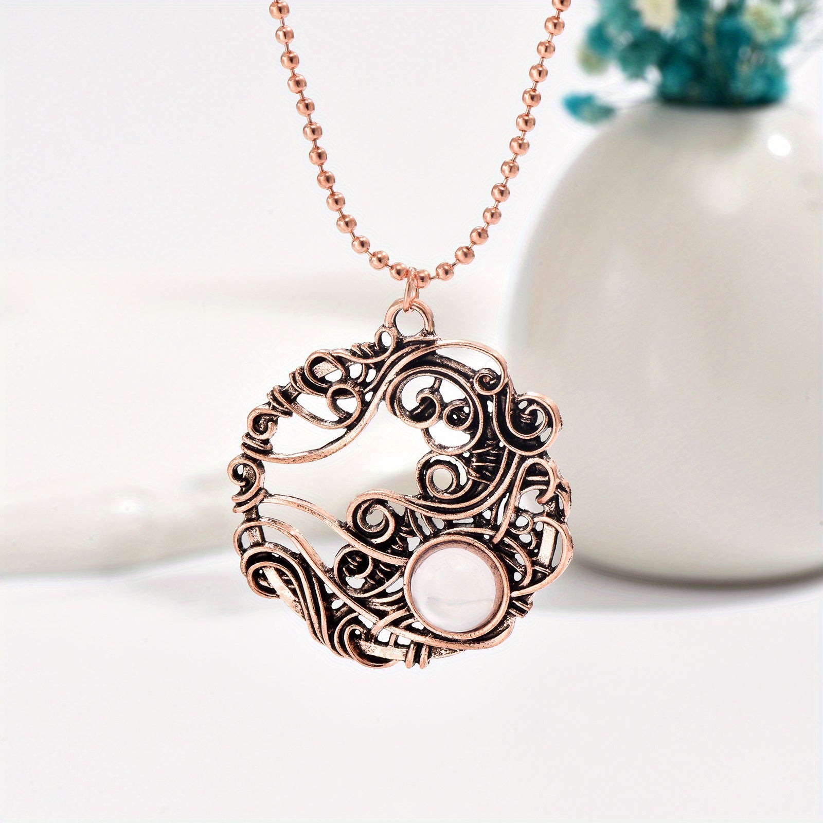 Moonstone Wire Wrapped Circle Pendant