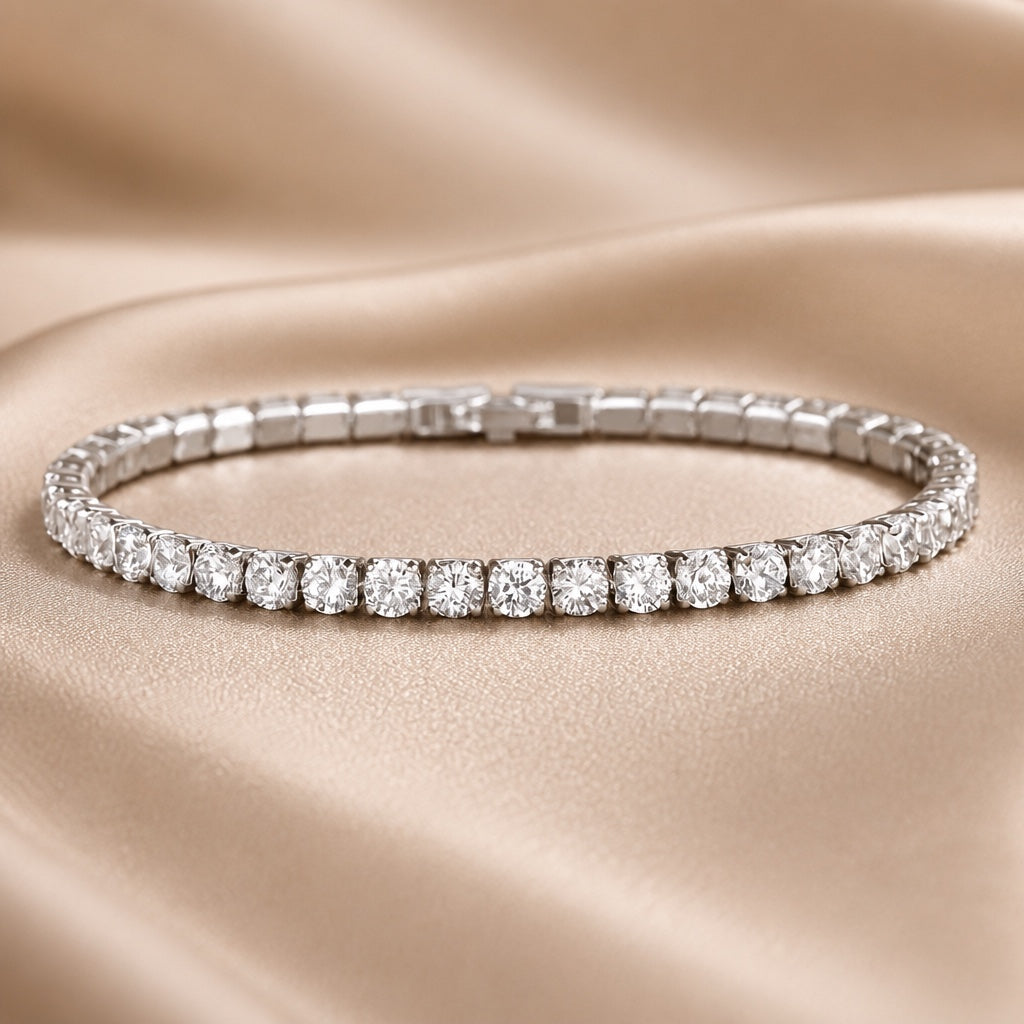 White Gold Crystal Tennis Bracelet