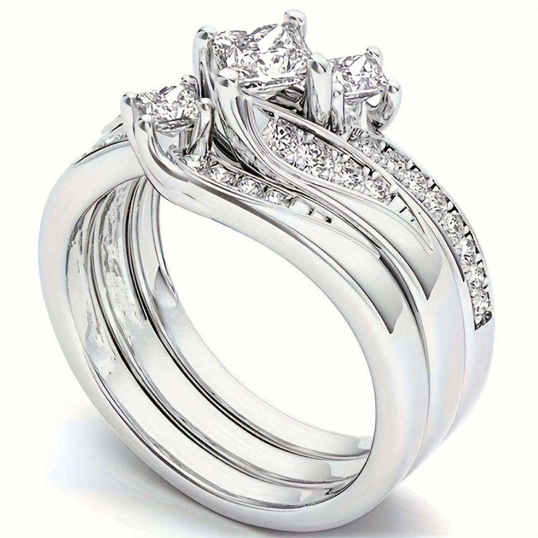 Princess Cluster Ring Set