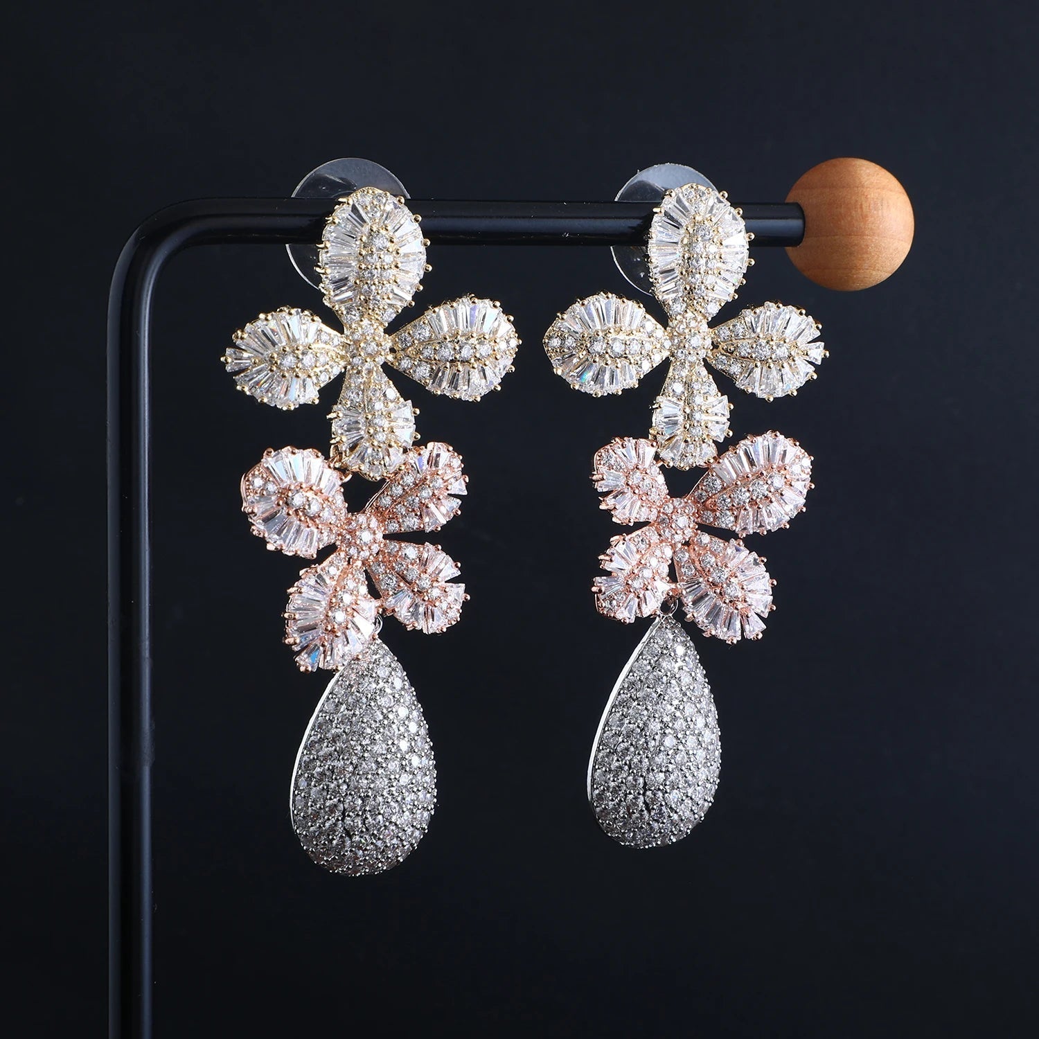 Crystal Blossom Drop Earrings